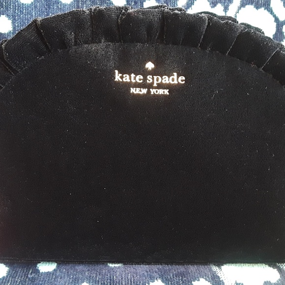 kate spade Handbags - KATESPADE BLACK MED RUFFLE VELVET COSMETIC/CLUTCH